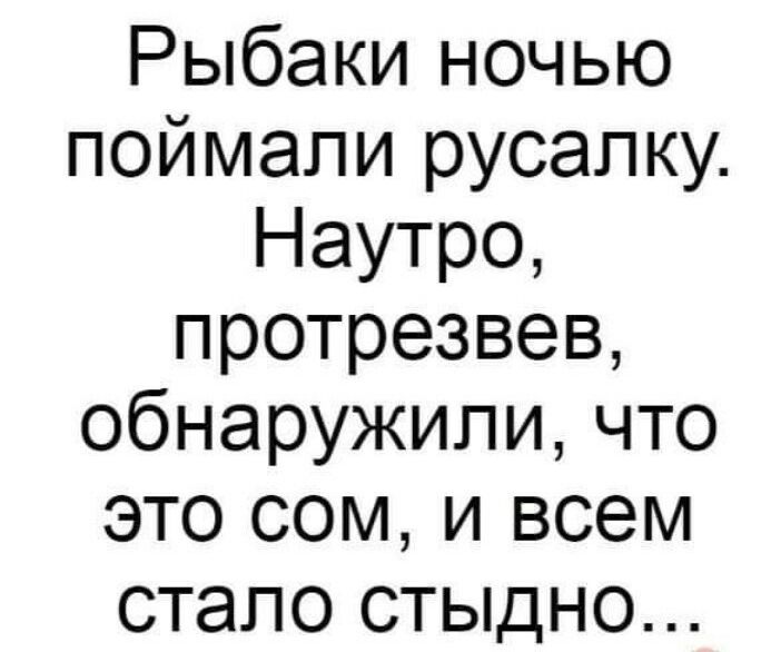 Рыбаки ночью поймали русалку Наутро протрезвев обнаружили что это сом и всем стало стыдно