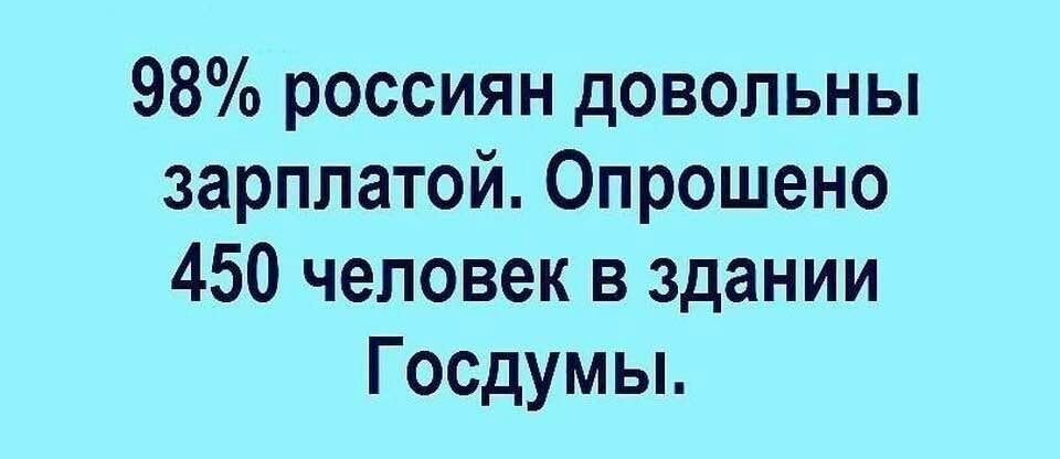 98 россиян довольны зарплатой Опрошено 450 человек в здании Госдумы