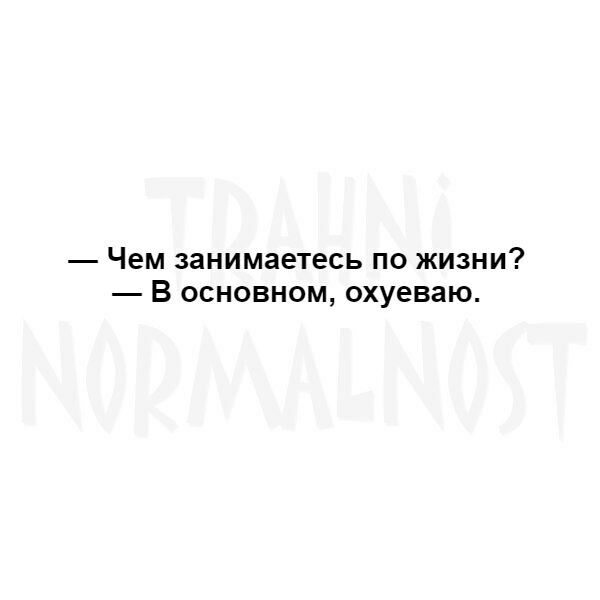Чем занимаетесь по жизни В основном охуеваю
