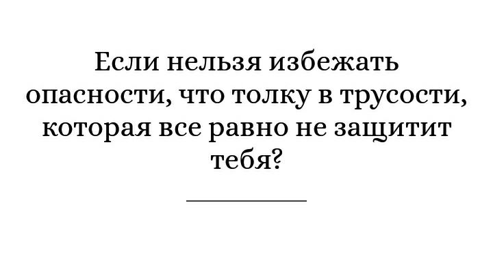Если нельзя избежать опасности что толку В трусости которая все равно не защитит тебя