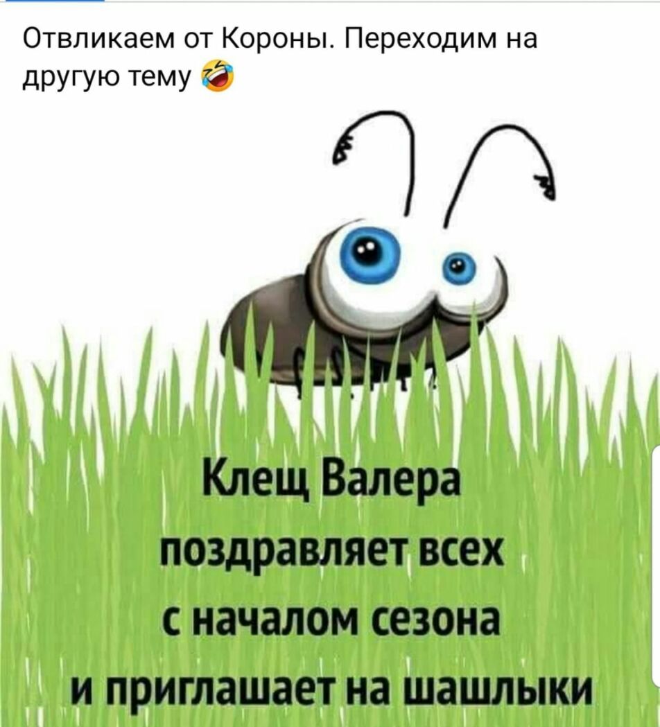 Отвликаем от Короны Переходим на другую тему Клещ Валера поздравляет всех с началом сезона и приглашает на шашлыки