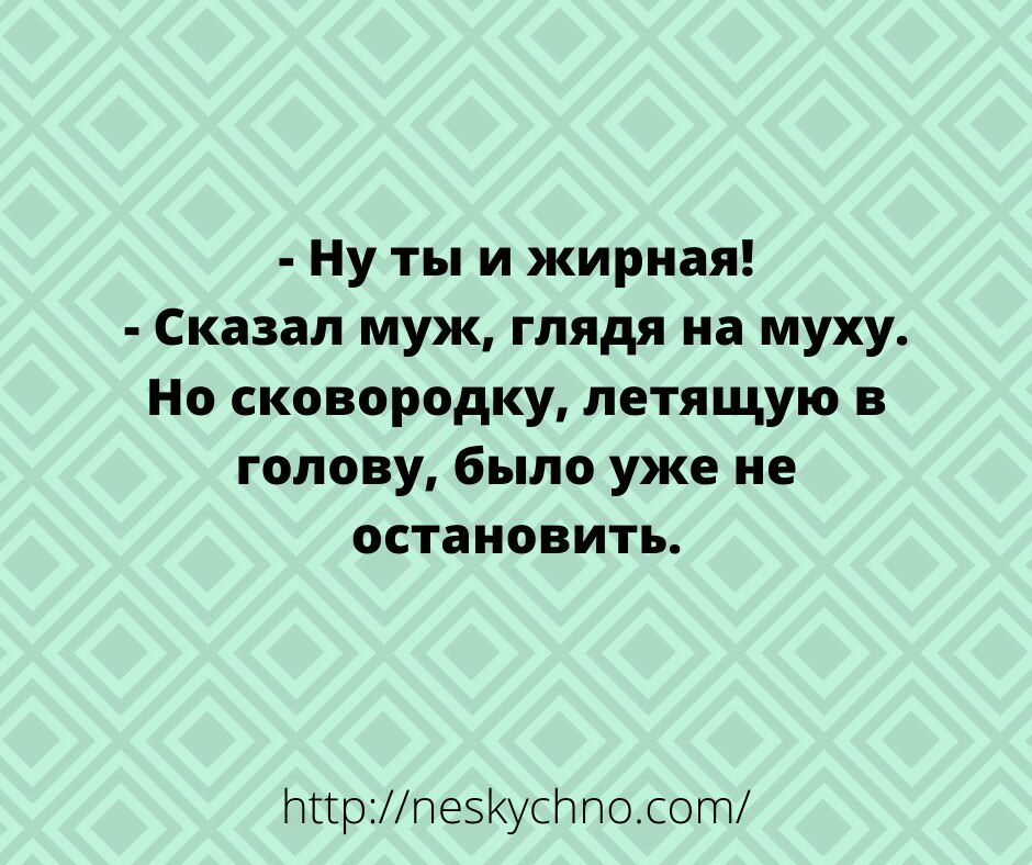 Ну ты и жирная Сказал муж глядя на муху Но сковородку летящую в голову было уже не остановить тгрПе5усосот