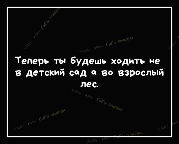 Теперь ты будешь ходить не в детский сад 0 во взрослый лес