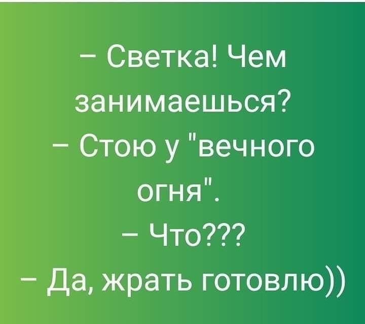 Светка Чем занимаешься Стою у вечного огня Что Да жрать готовлю