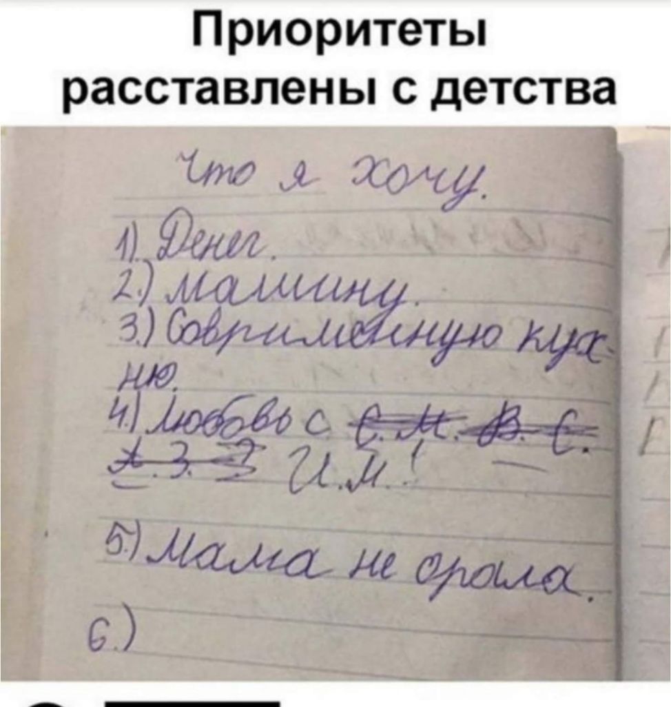 Приоритеты расставлены С детства