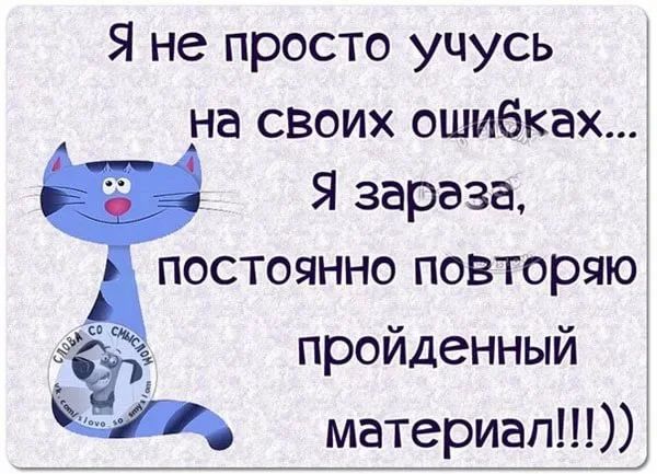 Я не просто учусь на своих ошибках Я зараза постоянно повторяю пройденный 1 материал