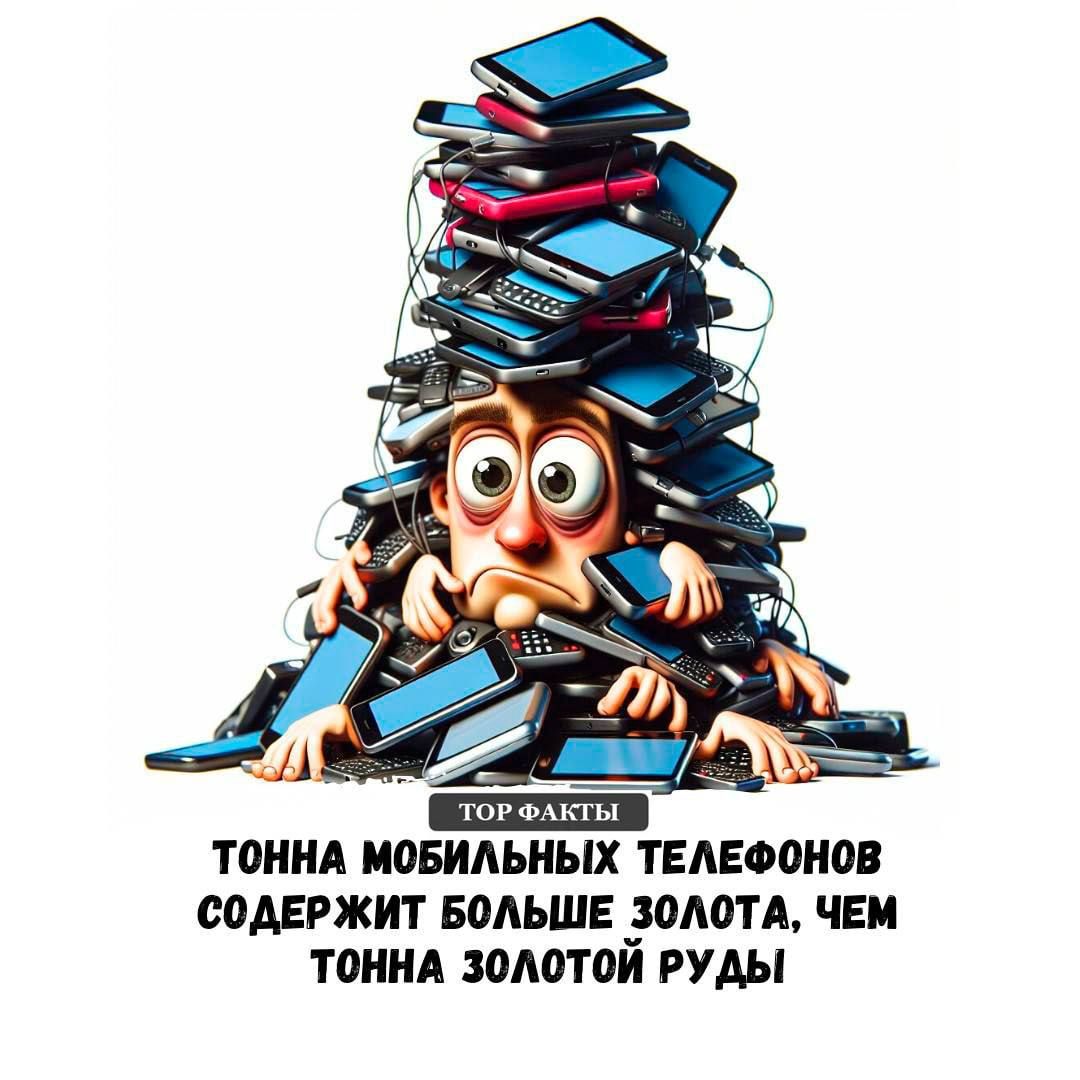 ТОННА МОБИЛЬНЫХ ТЕЛЕФОНОВ СОДЕРЖИТ БОЛЬШЕ ЗОЛОТА ЧЕМ ТОННА ЗОЛОТОЙ РУДЫ