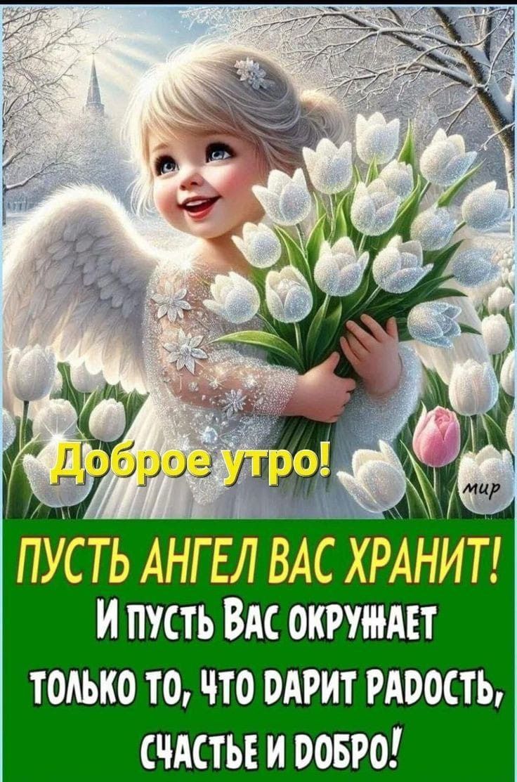 Доброе утро!
ПУСТЬ АНГЕЛ ВАС ХРАНИТ!
И пусть Вас окружает только то, что дарит радость, счастье и добро!