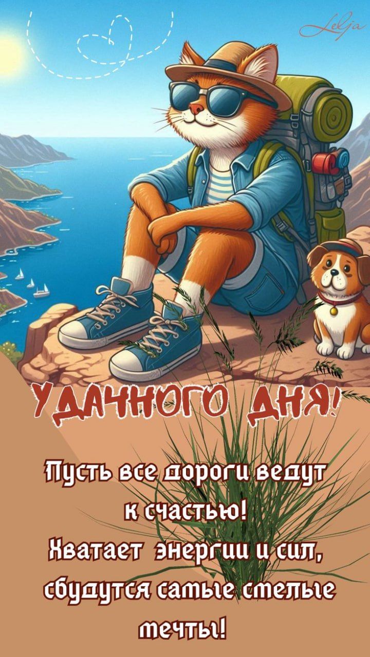 УДАЧНОГО ДНЯ! Пусть все дороги ведут к счастью! Хватает энергии и сил, сбудутся самые смелые мечты!