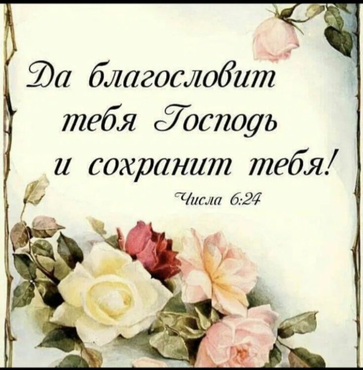 Да благословит тебя Господь и сохранит тебя!
Числа 6:24