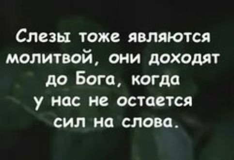 Слезы тоже являются молитвой, они доходят до Бога, когда у нас не остается сил на слова.