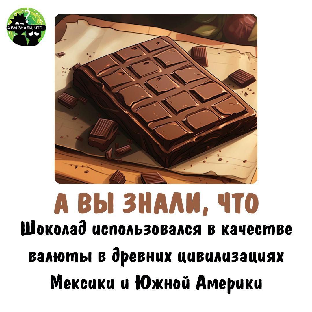 А вы знали что Шоколад использовался в качестве валюты в древних цивилизациях Мексики и Южной Америки