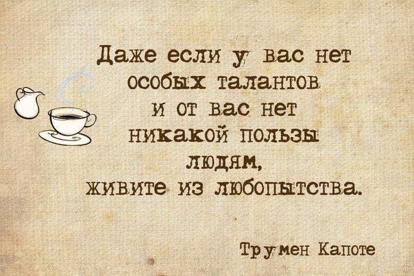 Даже если у вас нет особых талантов и от вас нет никакой пользы людям живите из любопытства Тр умен Капоте