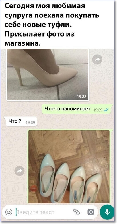Сегодня моя любимая супруга поехала покупать себе новые туфли Присыпает фото из магазина