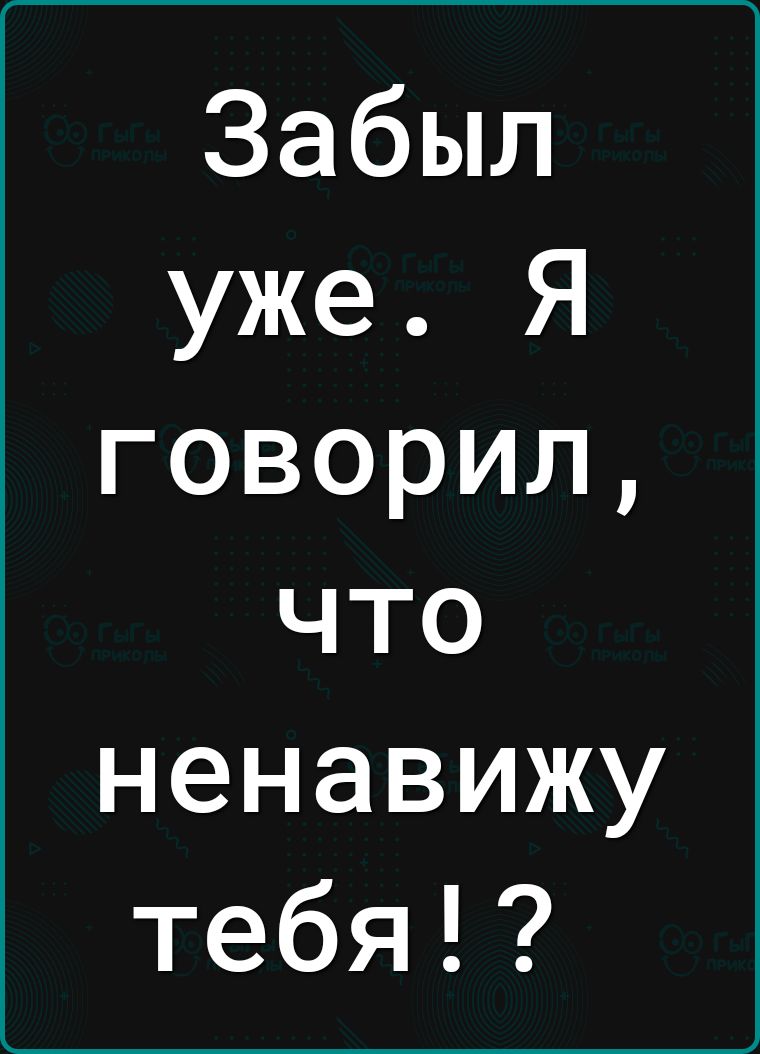 Забыл уже Я говорил что ненавижу тебя