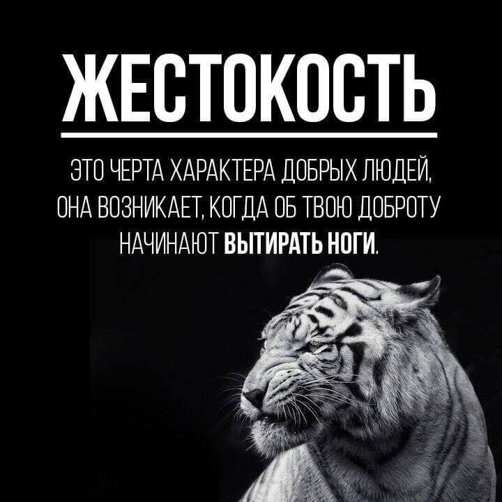 ЖЕВТОКОСТЬ ЭТП ЧЕРТА ХАРАКТЕРА ДПБРЫХ ЛЮДЕЙ ОНА ВОЗНИКАЕТ КОГДА ОБ ТВОЮ ДПБРОТУ НАЧИНАЮТ ВЬПИРАТЬ НОГИ