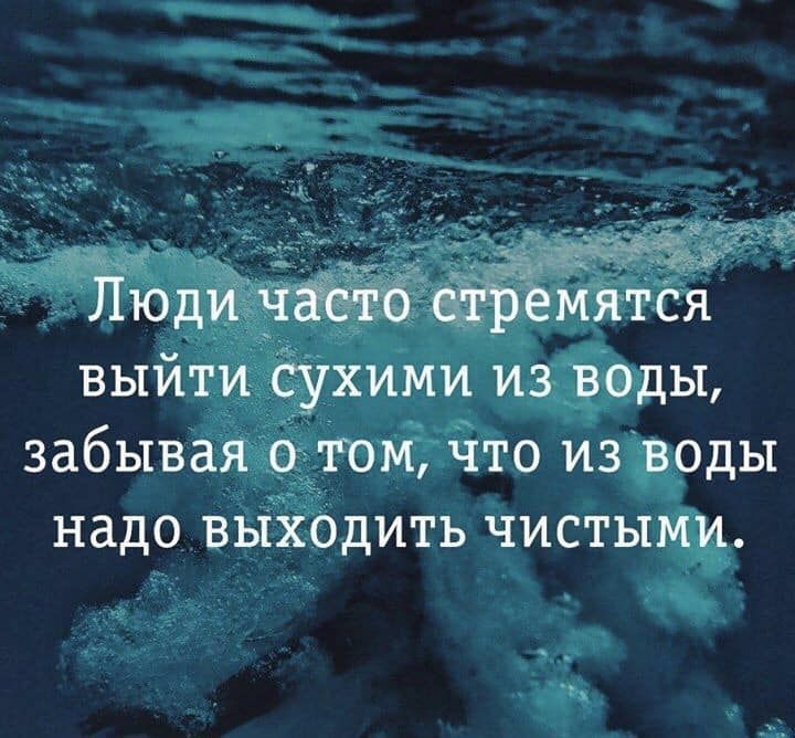 ёё Люди чатто стремятся выйти сухими из воды забывая отом что из воды надо выходить чистыми