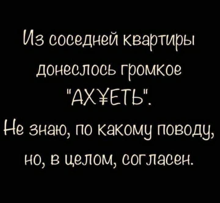 Из соседней квартиры донеслось громкое ДХЖЕТЬ Не знаю по какому поводу но в целом согласен
