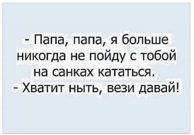 Папа папа я больше никогда не пойду с тобой на санках кататься Хватит ныть вези давай
