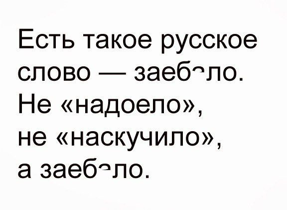 Есть такое русское слово заебсло Не надоело не наскучило а заебло