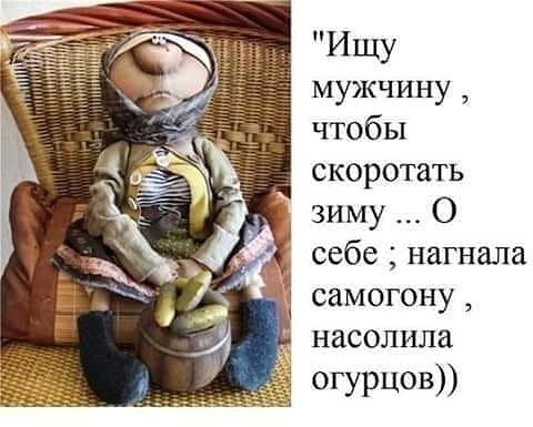 ИЩУ мужчину чтобы скоротать зиму О себе нагнала самогону насолила огурцов