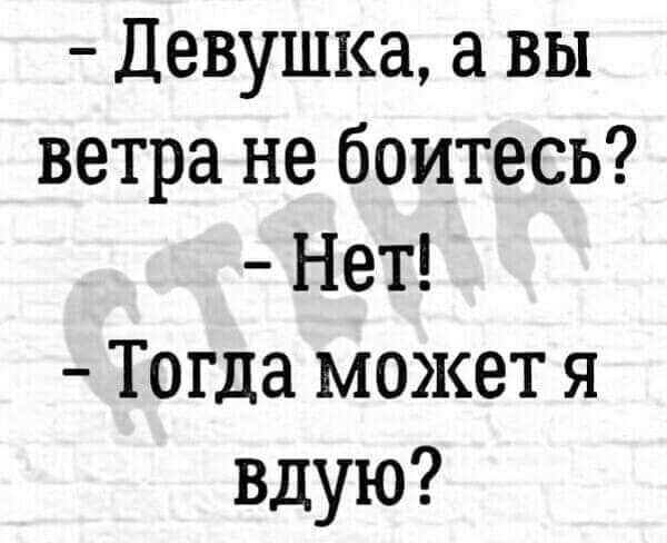 Девушка а вы ветра не боитесь Нет Тогда может я вдую