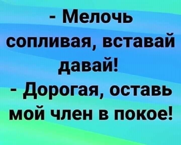 Мелочь сопливая вставай даВай дорогая оставЬ мой член в покое