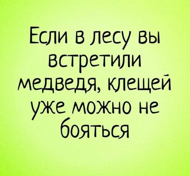 г Если в лесу вы встретили МЕДВЕДЯ КЛЕЩСЙ уже можно не бояться