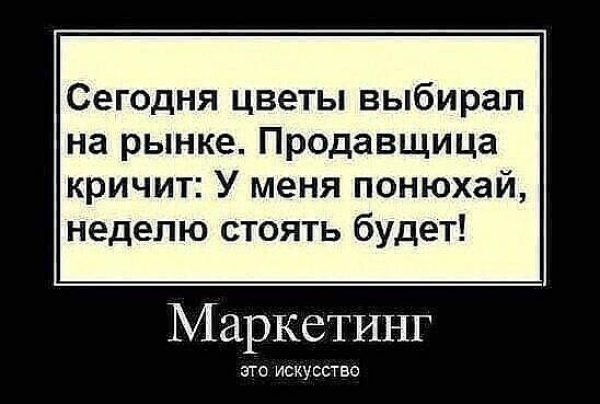 Сегодня цветы выбирал на рынке Продавщица кричит У меня понюхай неделю стоять будет Маркетинг это искусство