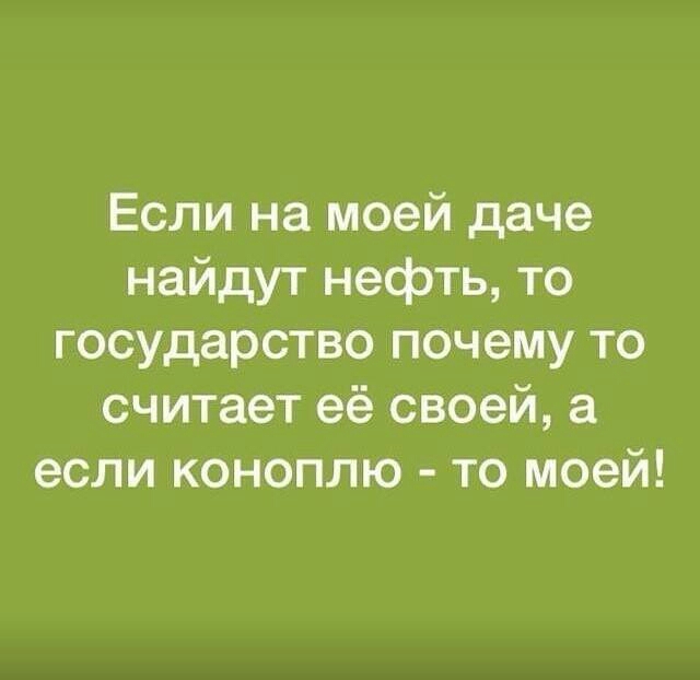 Если на моей даче найдут нефть то государство почему то считает её своей а если коноплю то моей