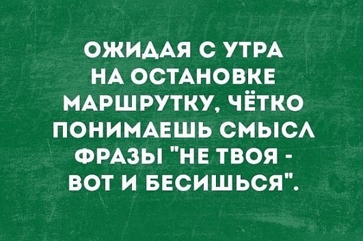 ОЖИААЯ с УТРА НА остАновкв МАршрутку чётко понишхвшь смысА ФРАЗЫ не твоя вот и БЕСИШЬСЯ