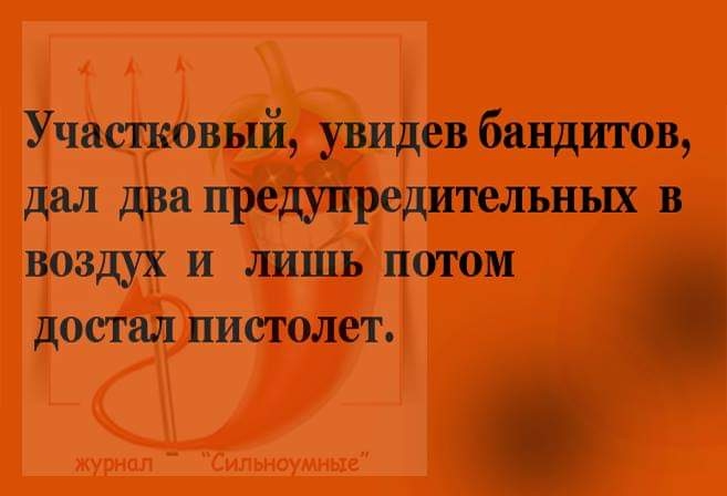 Участковый увидев бандитов дал два предпредительных в воздух И ЛИШЬ потом достйл пистолет