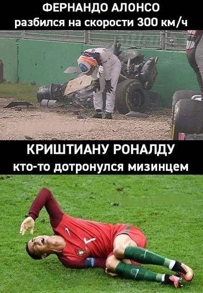 ФЕРНАНДО АЛОНСО разбился на скорости 300 кмч КРИШТИАНУ РОНАЛДУ кто то дотронулся мизинцем
