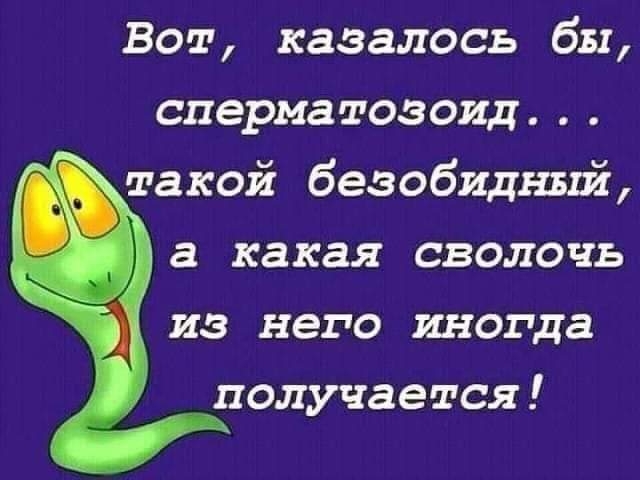 Вот казалось бы сперматозоид такой безобидный а какая сволочь из него иногда получается