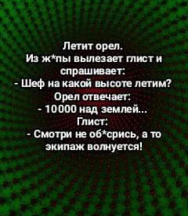 Летит орел Из жты вьшеэт тист и встраивает Шеф на какоі высоте летим Орел стве лит 10000 Щ землей Глист Смотря не оберюь то экипаж целуется