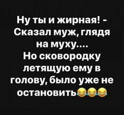 Ну ты и жирная Сказал муж глядя на муку Но сковородку летящую ему в голову было уже не остановить