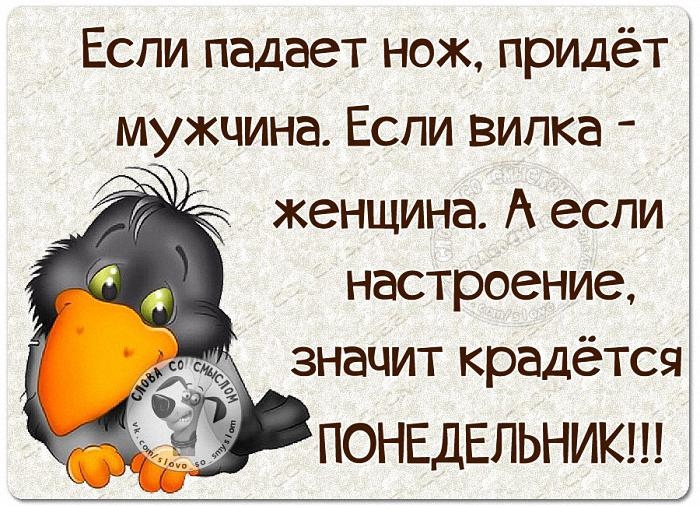 Еспи падает нож придёт мужчина Если вилка женщина А если настроение значит крадётся ПОНЕДЕЛЬНИК