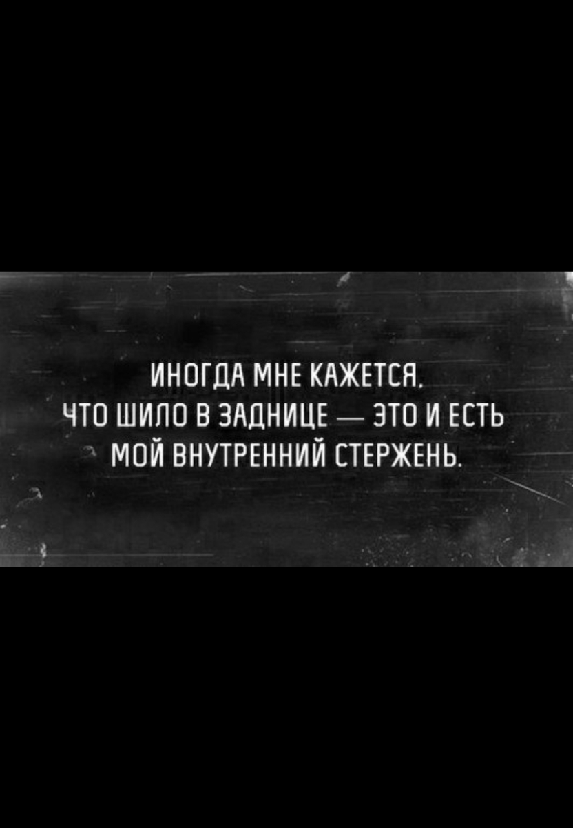 ИНОГДА МНЕ КАЖЕТСЯ ЧТП ШИПО В ЗАДНИЦЕ ЭТО И ЕСТЬ МОЙ ВНУТРЕННИЙ СТЕРЖЕНЬ ЧА