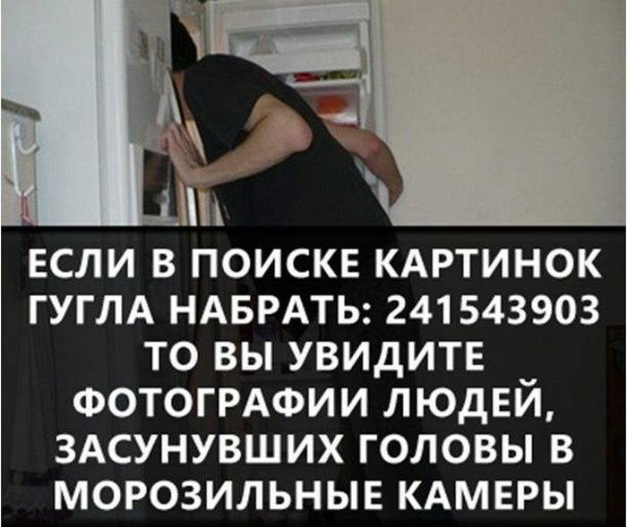 если в ПОИСКЕ КАРТИНОК ГУГЛА НАБРАТЬ 241543903 то вы увидите ФОТОГРАФИИ людей ЗАСУНУВШИХ головы в морозильные КАМЕРЫ