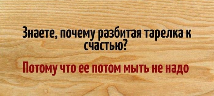 Знаете почему разбитая тарелка к _ СЧЗСТЬЮ _ ЁПотому чТо ее потом мыть не надо