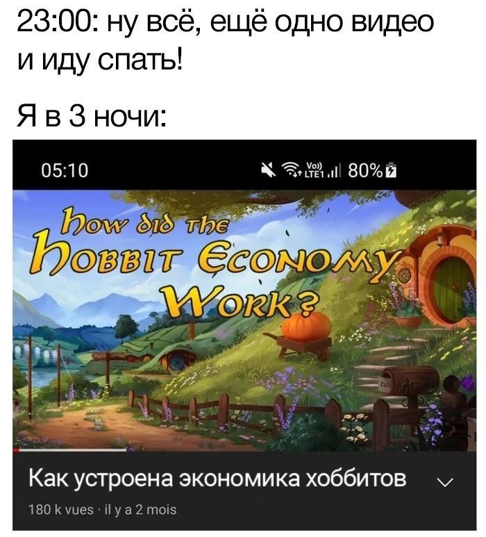 2300 ну всё ещё одно видео и иду спать Я в 3 ночи 80 Как устроена экономика хоббитов