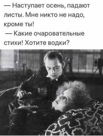 Наступает осень падают листы Мне никто не надо кроме ты Какие очаровательные стихи Хотите водки