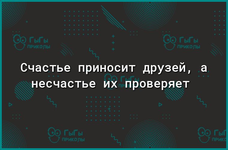 Счастье приносит друзей а несчастье ИХ проверяет