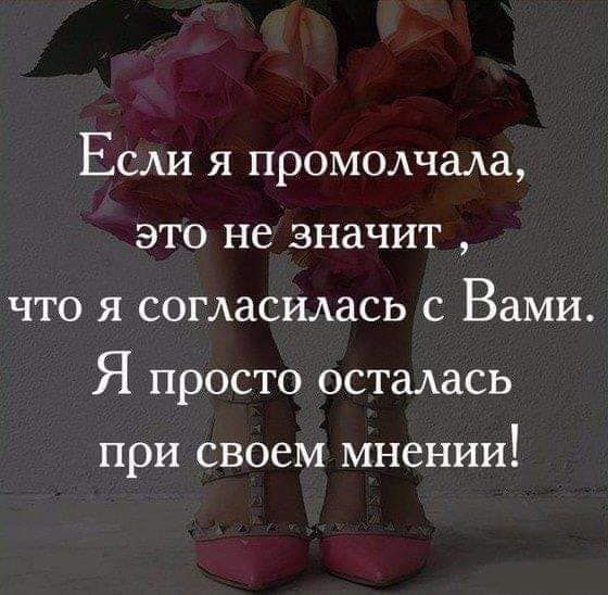 Если я промолчала это не значит что я согласилась с Вами Я просто остадась при своем мнении