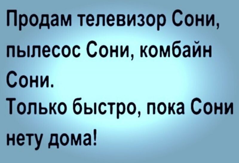 Продам телевизор Сони пылесос Сони комбайн Сони Только быстро пока Сони нету дома