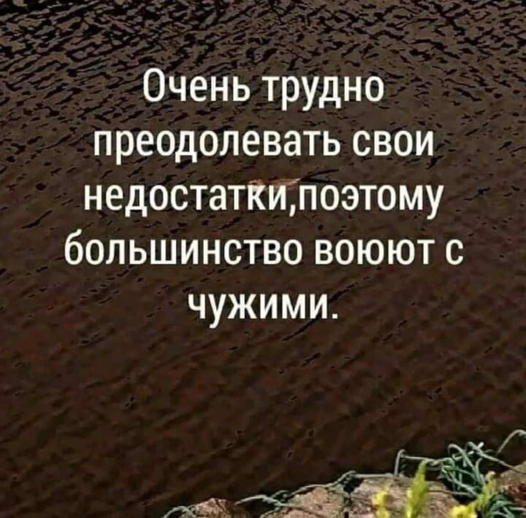 Очень трудно преодолевать свои недостаткЩлоэтому большинство воюют с чужими