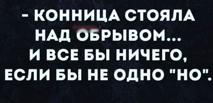 КОННИЦА СТОЯЛА НАД ОБРЫВОМ И ВСЕ БЫ НИЧЕГО ЕСЛИ БЫ НЕ ОДНО НО
