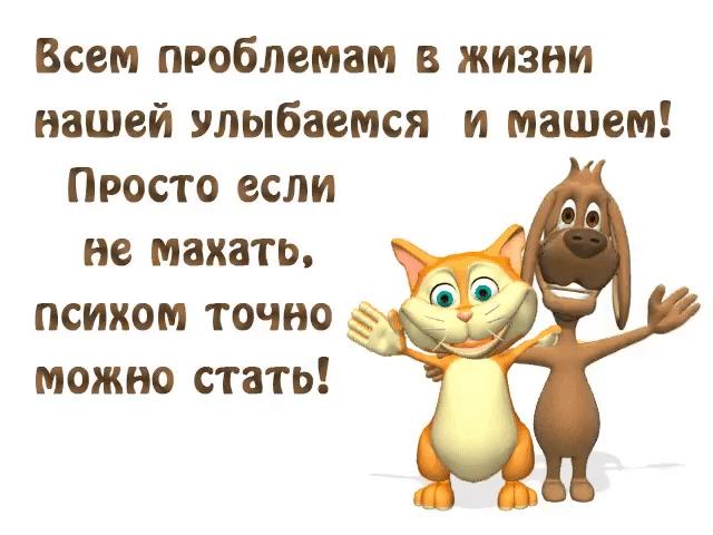 Всем проблемам в жизни нашей улыбаемся и машем Просто если не махать можно стать