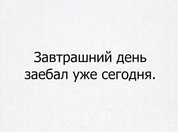 Завтрашний день заебал уже сегодня