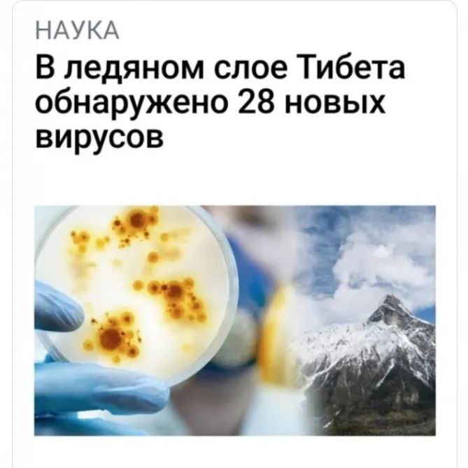 НАУКА В ледяном слое Тибета обнаружено 28 новых вирусов __ 11 ь Ё